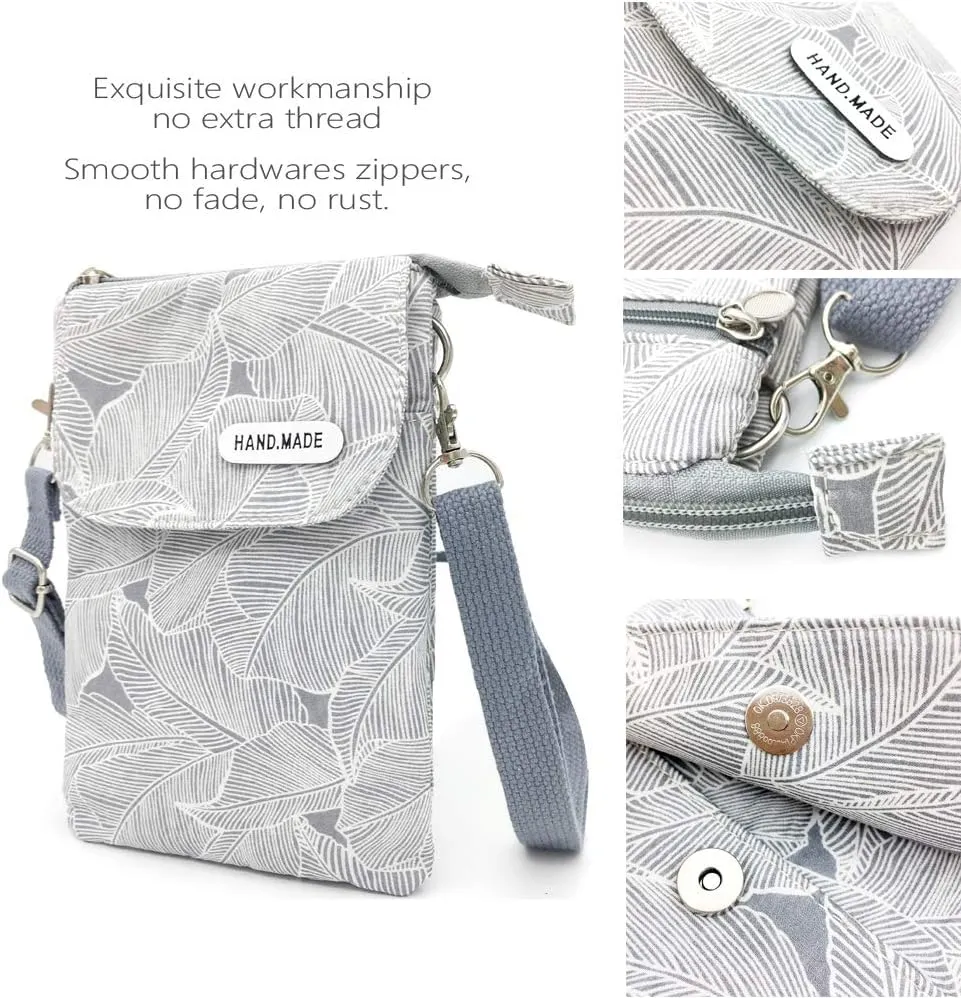 Roomy Cell Phone Purse Wallet Canvas Small Crossbody Purse Bags with Shoulder Strap For Women teen girlsl