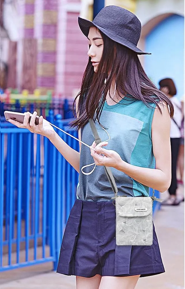 Roomy Cell Phone Purse Wallet Canvas Small Crossbody Purse Bags with Shoulder Strap For Women teen girlsl