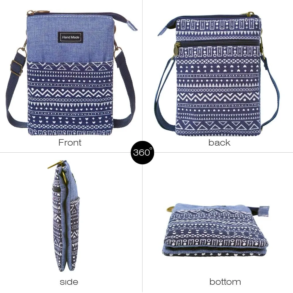 Roomy Cell Phone Purse Wallet Canvas Small Crossbody Purse Bags with Shoulder Strap For Women teen girlsl
