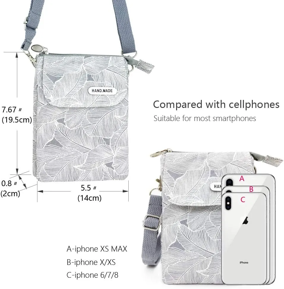 Roomy Cell Phone Purse Wallet Canvas Small Crossbody Purse Bags with Shoulder Strap For Women teen girlsl