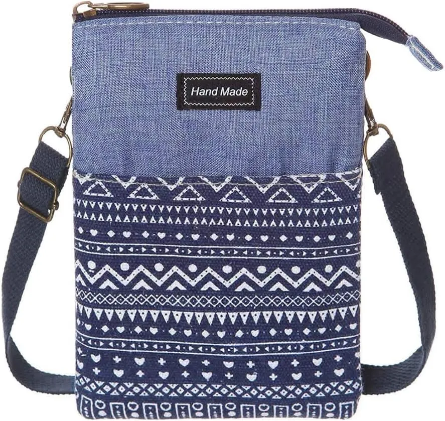 Roomy Cell Phone Purse Wallet Canvas Small Crossbody Purse Bags with Shoulder Strap For Women teen girlsl