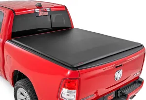 Rough Country Soft Roll-Up Tonneau Cover for Dodge Ram 1500 (2019-2025) 1500 TRX (2021-2025) - Sleek, Weather-Resistant Truck Bed Protection, Fits 5'7 Bed