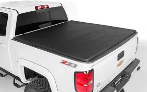 Rough Country Soft Tri-Fold Truck Bed Cover, Truck Tonneau Covers for Chevy Silverado 1500 / GMC Sierra 1500 (1988-2006) - 6'6 Weather-Resistant Truck Bed Cover, Soft Tri-Fold Tonneau Cover - 41288650