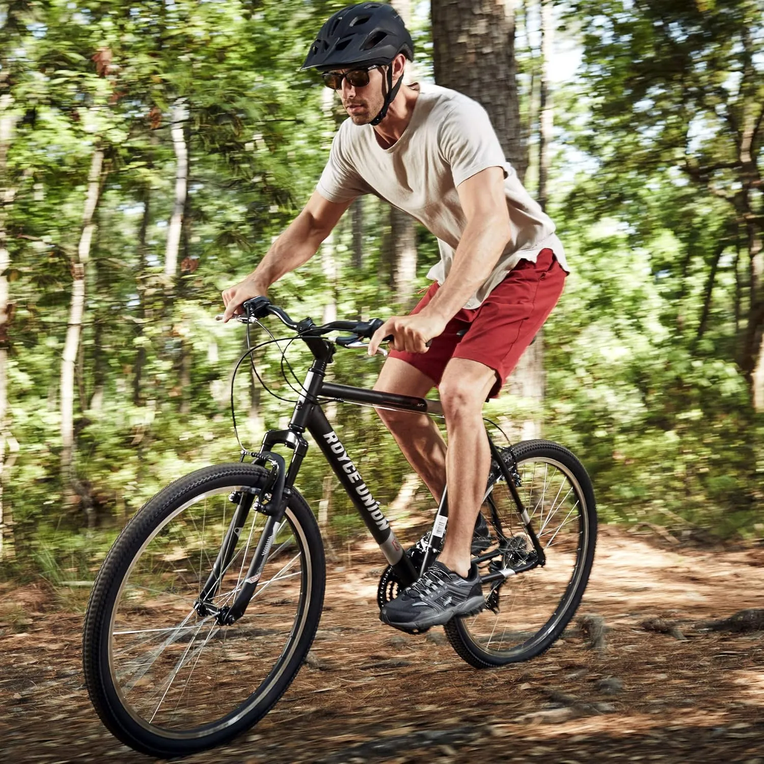 ROYCE UNION RMT 27.5" Mens 21-Speed All-Terrain Mountain Bike, 18" Aluminum Frame, Twist Shift, Matte Black