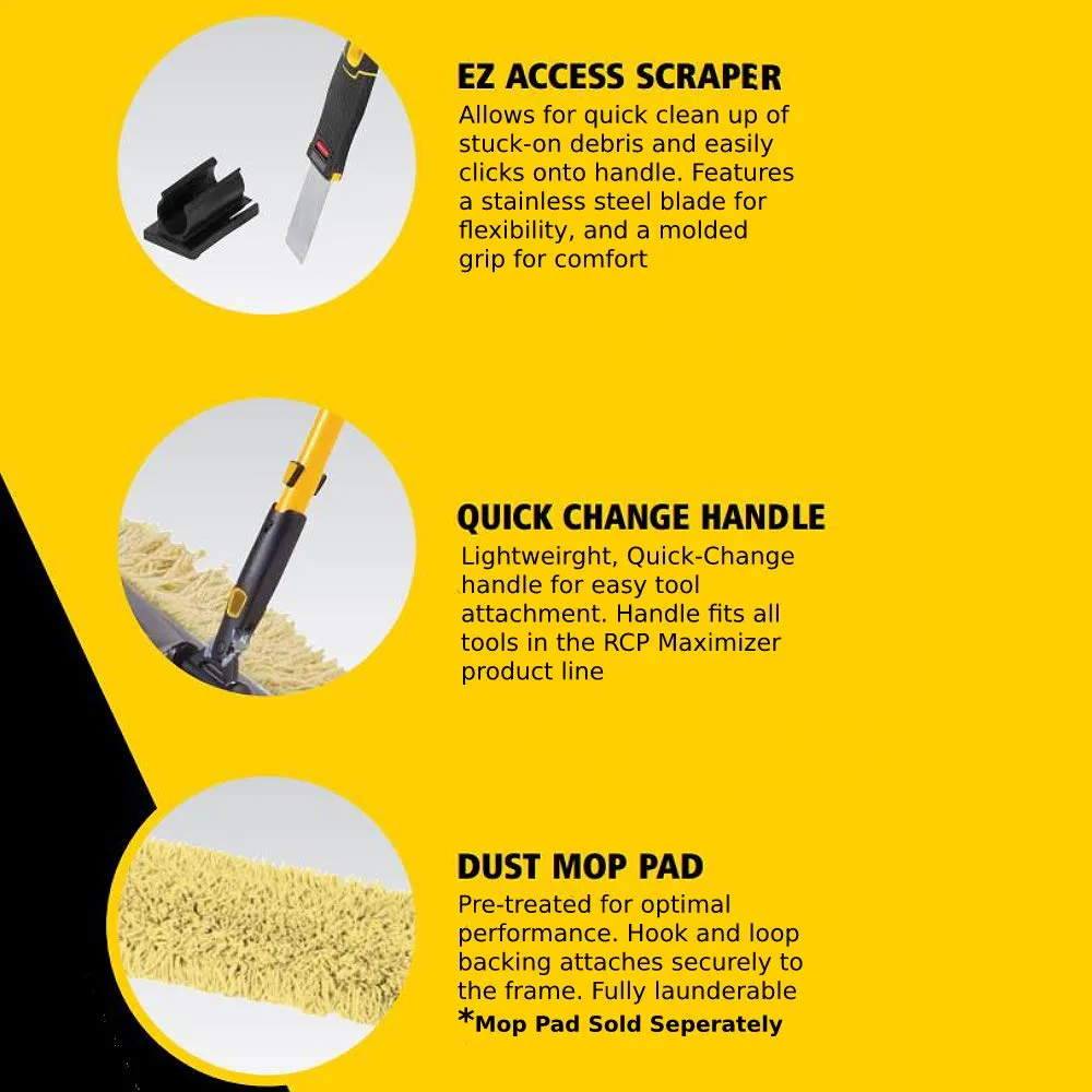 Rubbermaid Commercial Products Maximizer-Dust Mop Pad and EZ Access Scraper, 24in