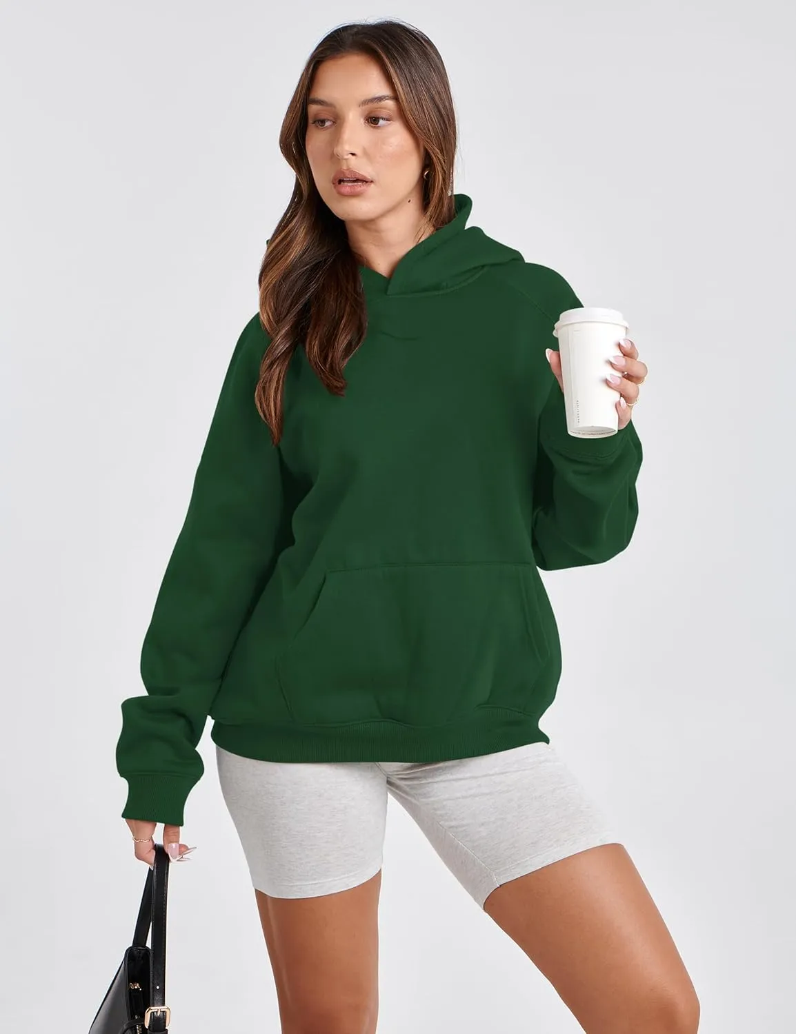 SAFRISIOR Oversized Hoodies for Women and Men Couples Fleece Basic Solid Hooded Sweatshirt Pullover Jackets