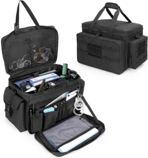 Samdew Patrol Duty Bag with Padded Laptop Layer (up to 15.6"), MOLLE Compatible, Front Seat Organizer for Police Equipment