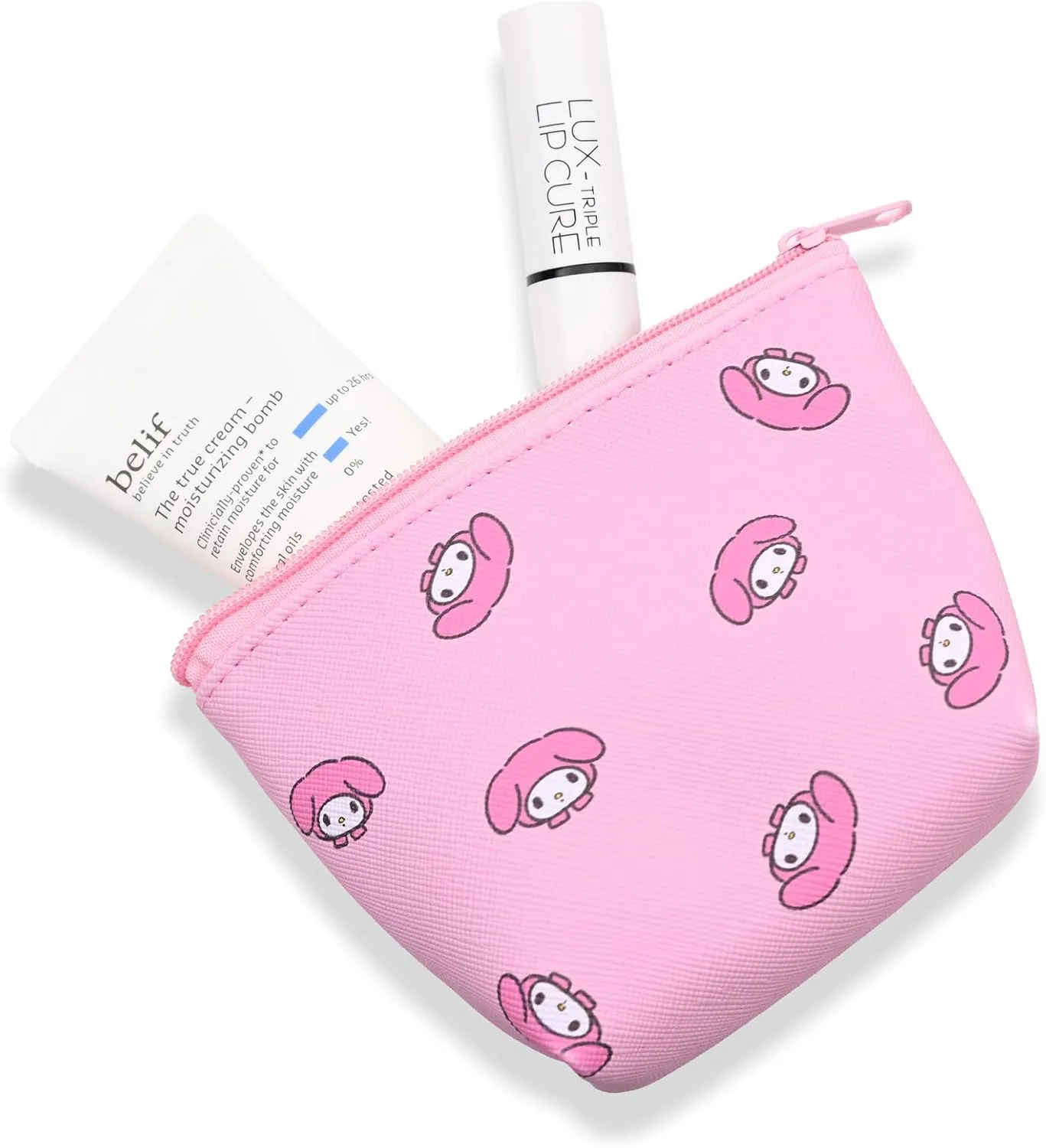 San-rio Characters Mini Makeup Bag 2 Pack - Small Pouches for Purse, Mini Cosmetic Bag, Zippered Design, Mini Pouch for Purse, Ideal for Coins, Jewelry, Accessories (My-Meloday)