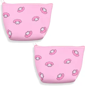 San-rio Characters Mini Makeup Bag 2 Pack - Small Pouches for Purse, Mini Cosmetic Bag, Zippered Design, Mini Pouch for Purse, Ideal for Coins, Jewelry, Accessories (My-Meloday)
