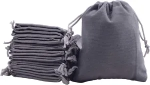 Sansam 50pcs Small Grey Drawstrings Velvet Gift Bags Jewelry Pouches for Wedding Favors, Candy Bags, Party Favors, 2.8x3.6''