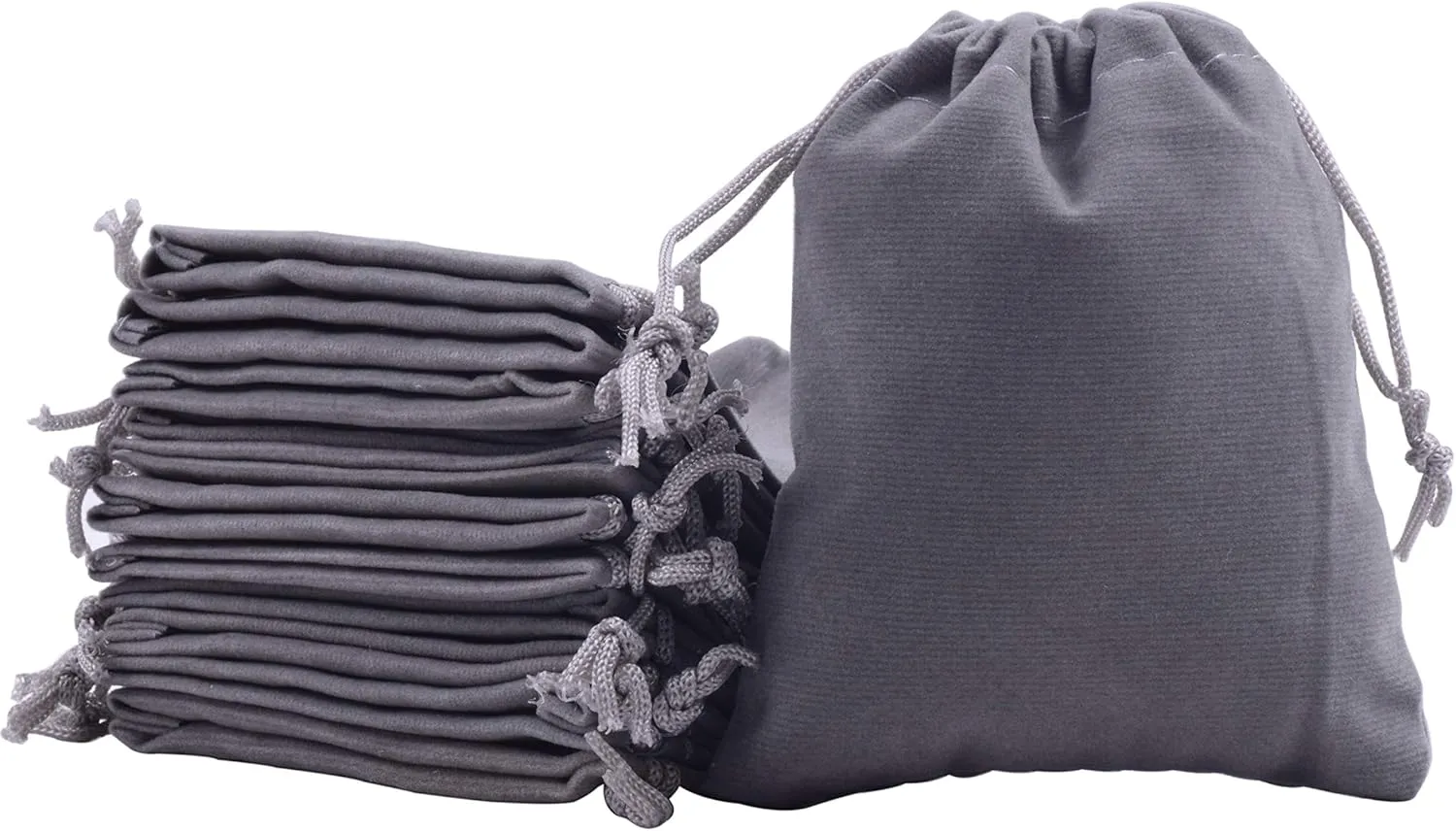 Sansam 50pcs Small Grey Drawstrings Velvet Gift Bags Jewelry Pouches for Wedding Favors, Candy Bags, Party Favors, 2.8x3.6''