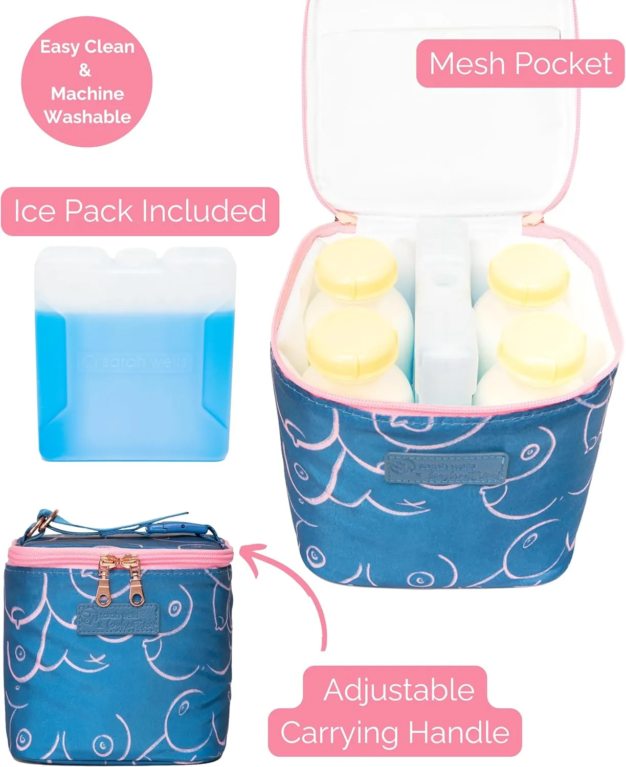 Sarah Wells Cold Gold Breastmilk Cooler with Ice Pack (Blue)