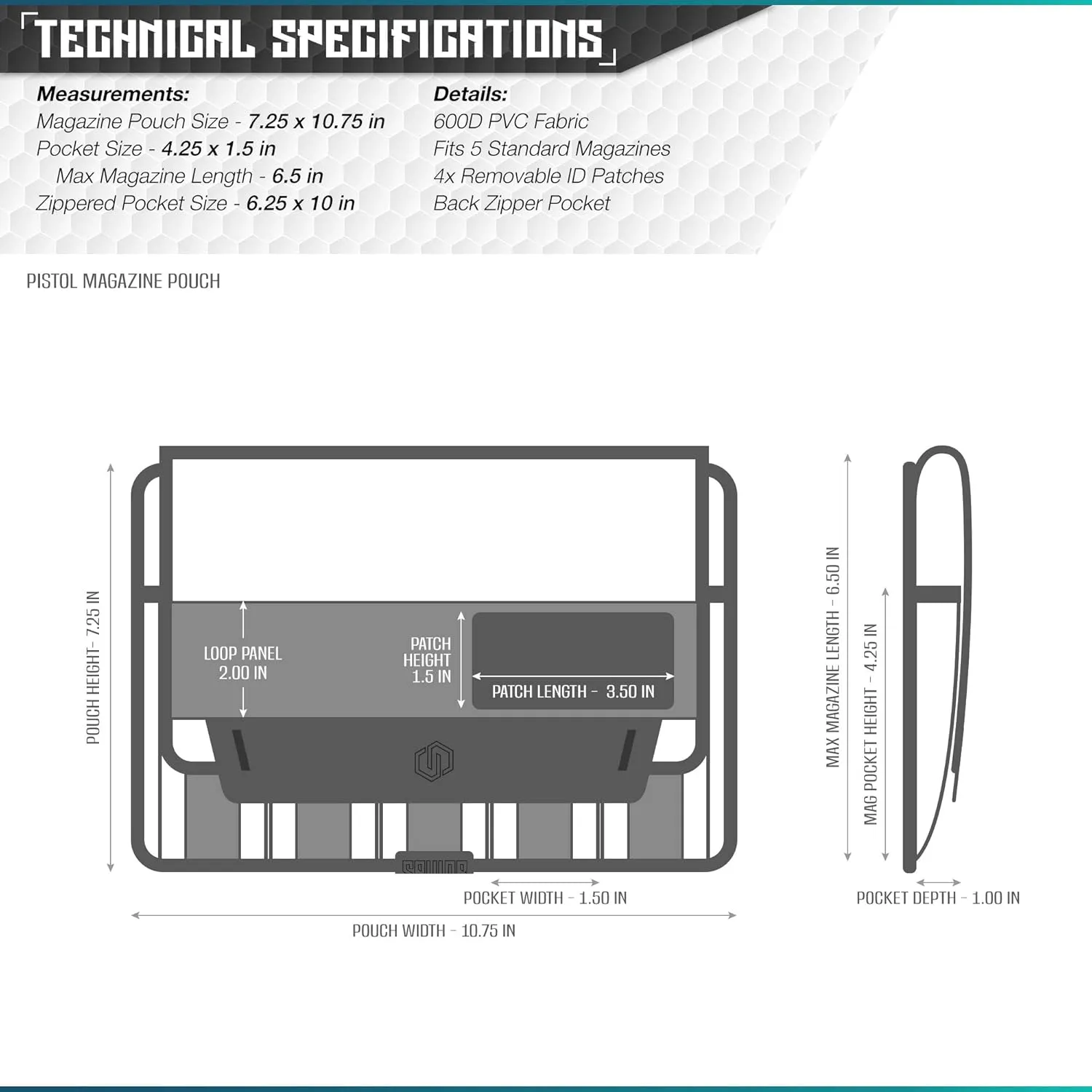 Savior Equipment Mag Buddy 2-Pack Tactical Pistol Mag Pouch Hold Up to 5 Standard Single/Double Stack Magazine, Handgun Magazine Organizer Holder Transportation Carrier, 4 of ID Patches Included