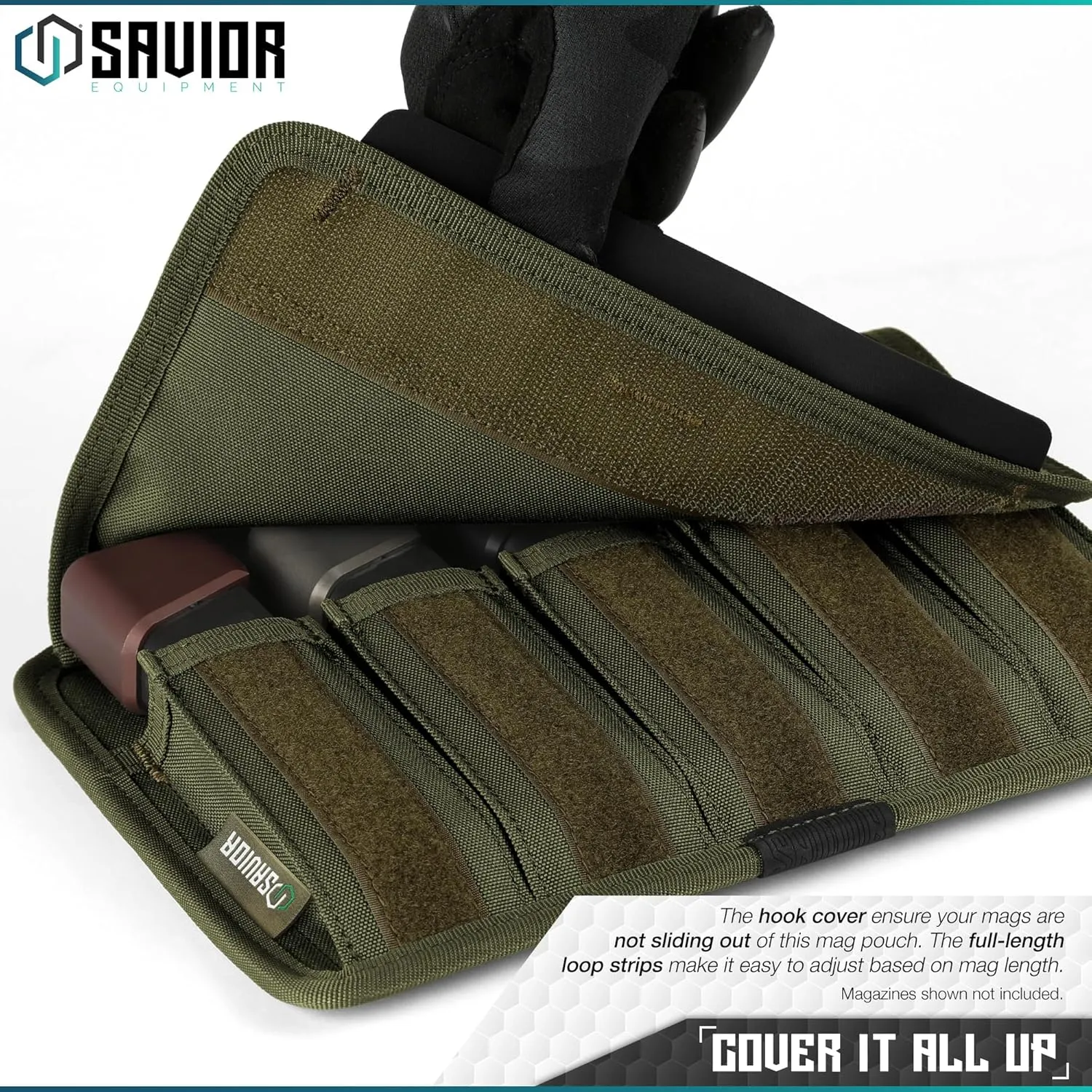 Savior Equipment Mag Buddy 2-Pack Tactical Pistol Mag Pouch Hold Up to 5 Standard Single/Double Stack Magazine, Handgun Magazine Organizer Holder Transportation Carrier, 4 of ID Patches Included