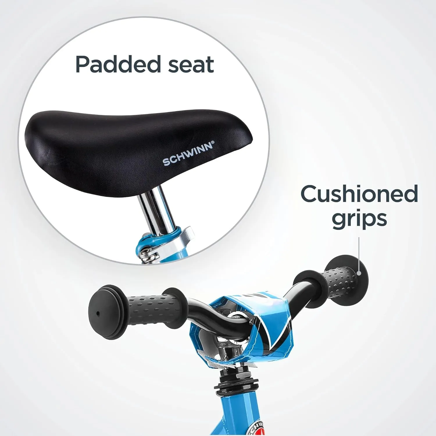 Schwinn Balance Bike, 12 Inch Bike for Kids Ages 2-4, Durable Steel Frame, Padded Seat, Cushioned Grips, Adjustable Seat Grows with Your Child, No Training Wheels Needed, Training Bicycle for Kids