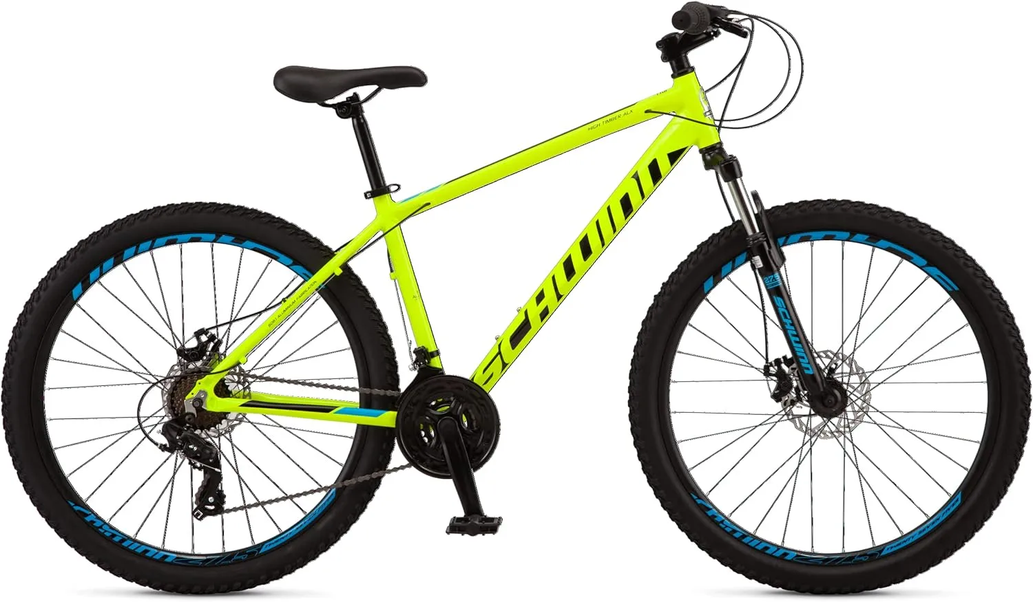 Schwinn High Timber Mountain Bike for Adult Youth Men Women Boys Girls, 24 to 29-Inch Wheels, 7 or 21-Speeds, Front Suspension, Aluminum and Steel Frame Options