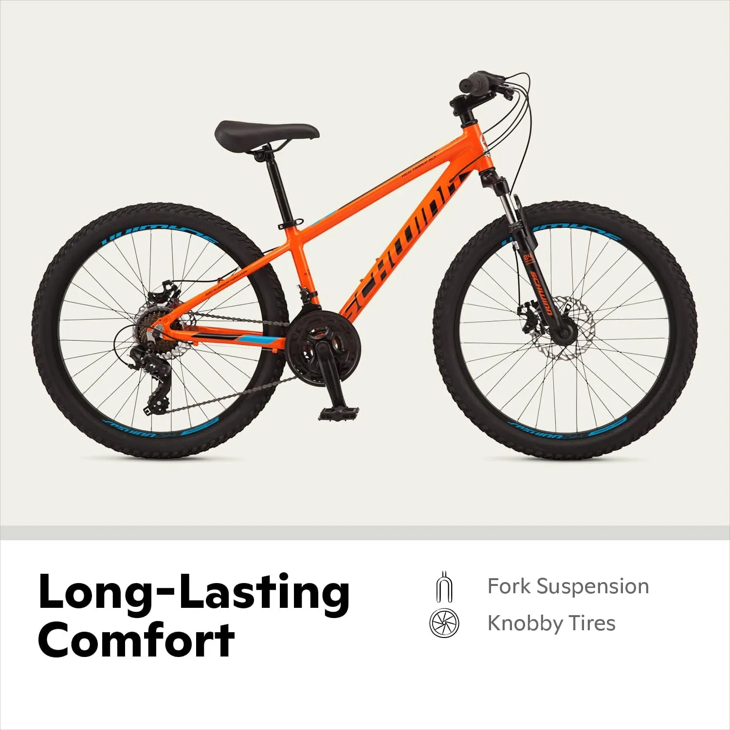 Schwinn High Timber Mountain Bike for Adult Youth Men Women Boys Girls, 24 to 29-Inch Wheels, 7 or 21-Speeds, Front Suspension, Aluminum and Steel Frame Options