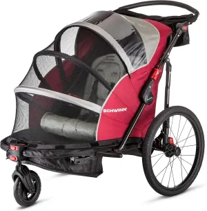 Schwinn Joyrider Echo and Trailblazer Child Bike Trailer, Single and Double Seat Baby Carrier Options, Canopy, 16 or 20-Inch Air-Filled Tires, with Bug Screen & Weather Shield, Bike Attachment