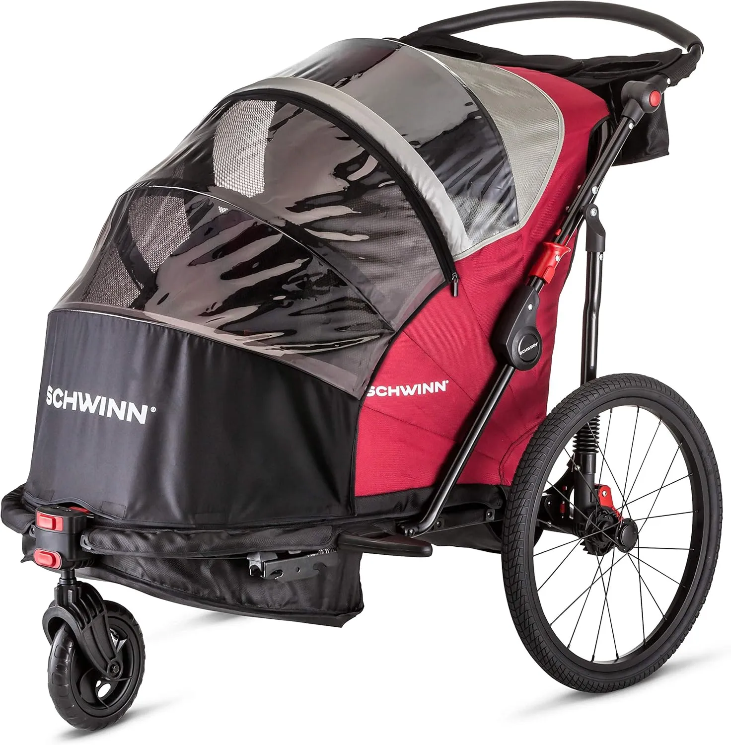 Schwinn Joyrider Echo and Trailblazer Child Bike Trailer, Single and Double Seat Baby Carrier Options, Canopy, 16 or 20-Inch Air-Filled Tires, with Bug Screen & Weather Shield, Bike Attachment