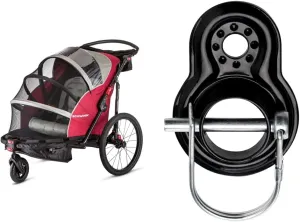 Schwinn Kids Bike Trailer and Stroller, Seats 2 Riders, Carrier Canopy for Sun Protection and Weather Blocking, Foldable and Compact for Easy Storage, Flag Included