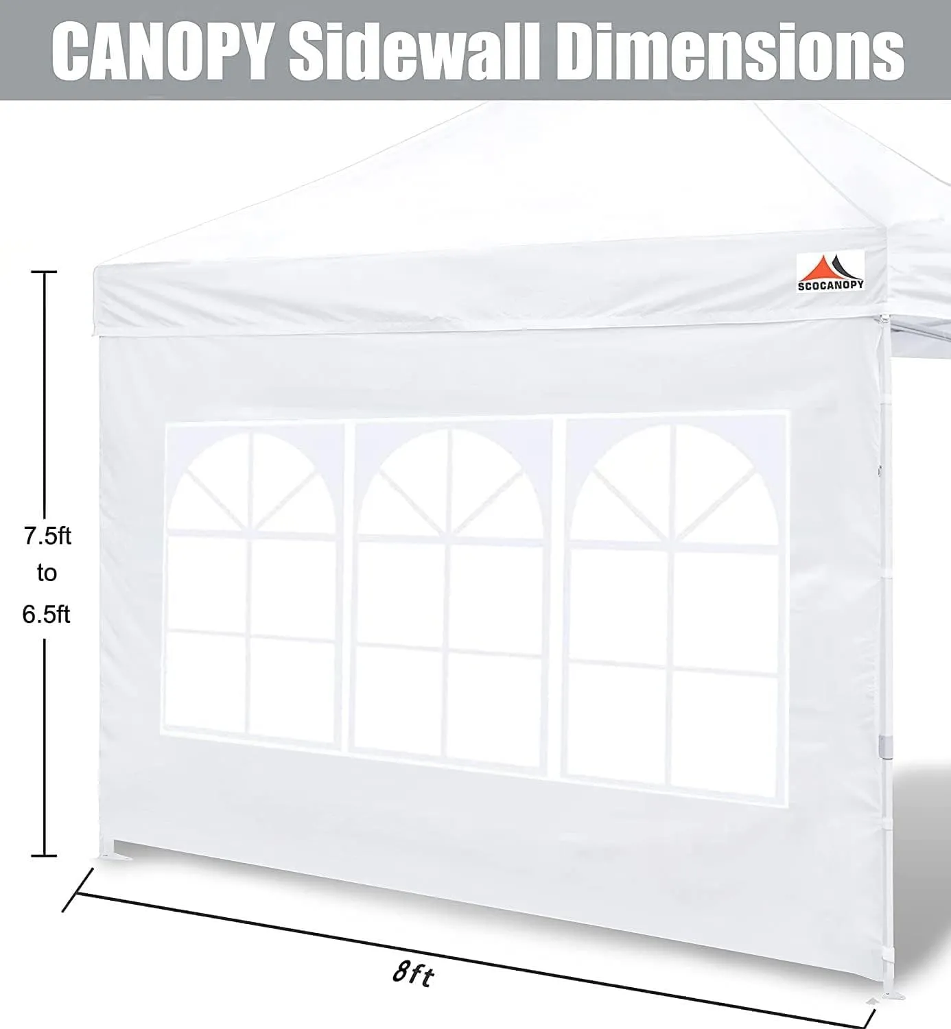SCOCANOPY 2PCS SideWall with Window for 8x8 Canopy Frame (White)