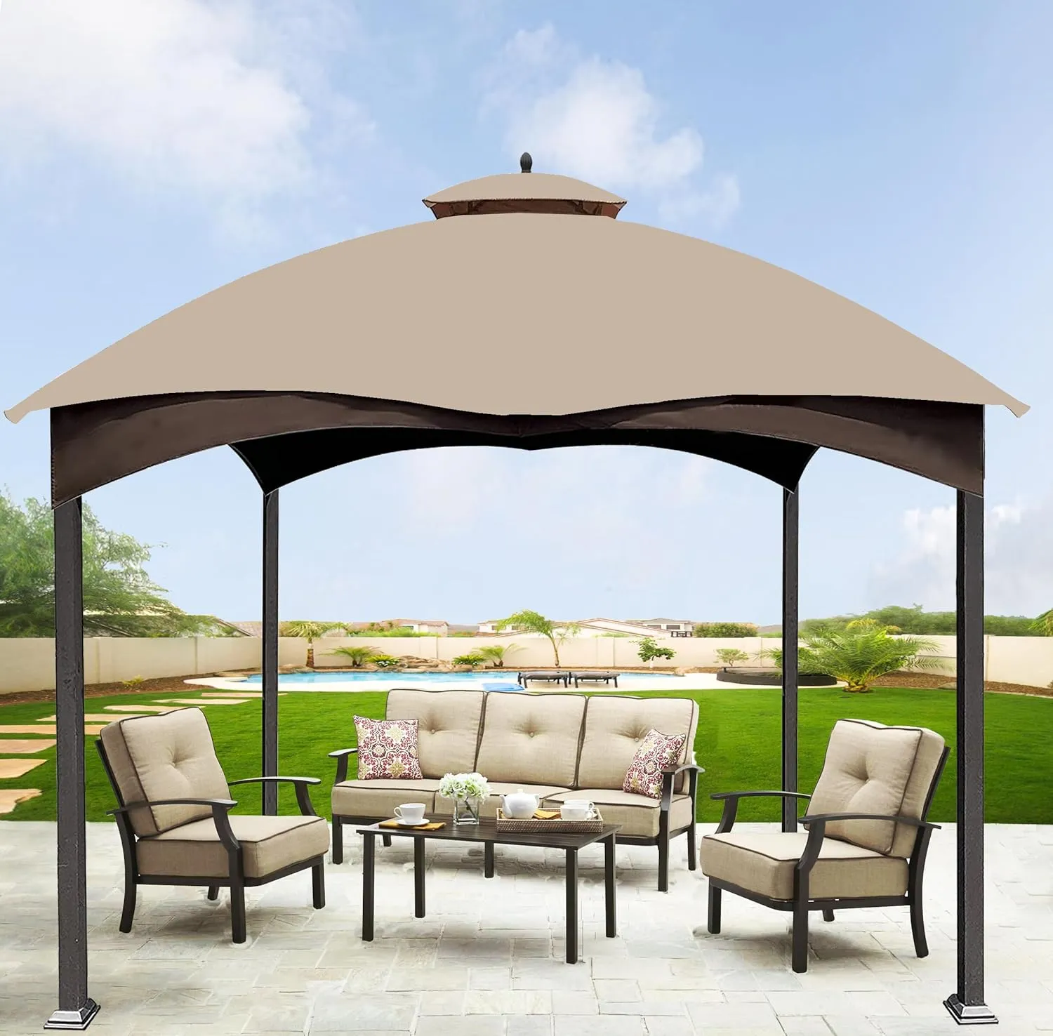 SCOCANOPY Light Beige Replacement Top for Lowe's Allen Roth 10X12 Gazebo Model #GF-12S004B-1/#GF-12S004BTO/#TPGAZ17-002C