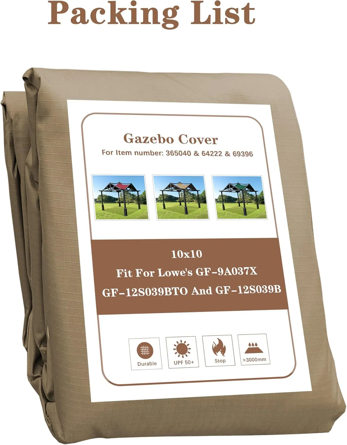 SCOCANOPY Replacement Top Fit for Lowe's Allen Roth 10X10 Ft Gazebo Model #GF-12S039B / GF-9A037X,(Beige)