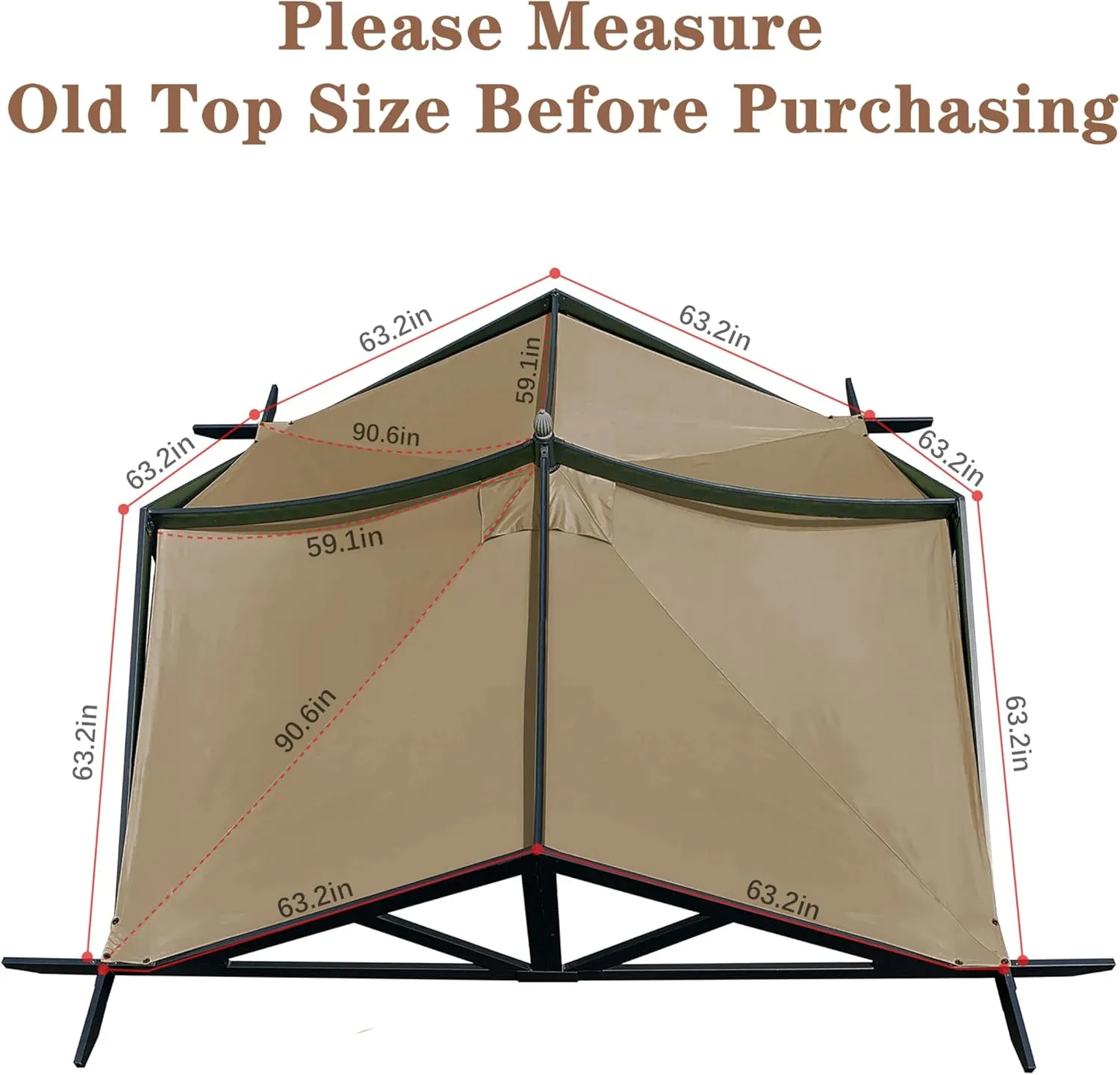 SCOCANOPY Replacement Top Fit for Lowe's Allen Roth 10X10 Ft Gazebo Model #GF-12S039B / GF-9A037X,(Beige)