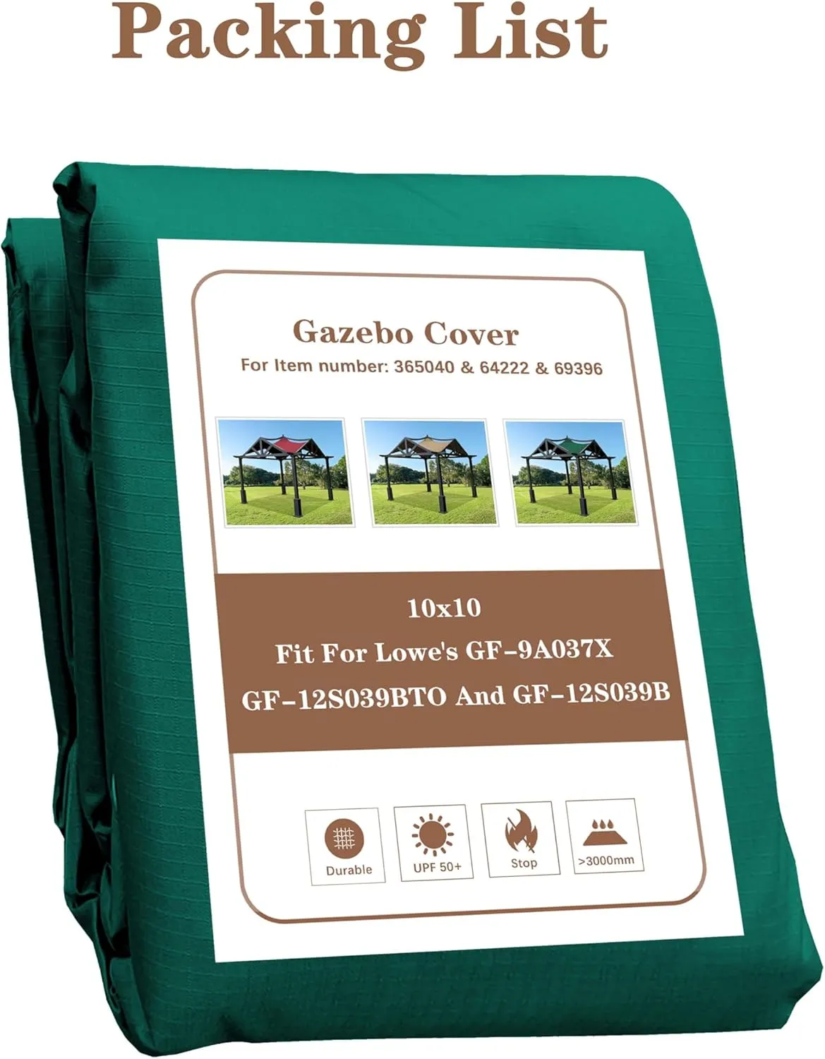 SCOCANOPY Replacement Top Fit for Lowe's Allen Roth 10X10 Ft Gazebo Model #GF-12S039B / GF-9A037X,(Forest Green)