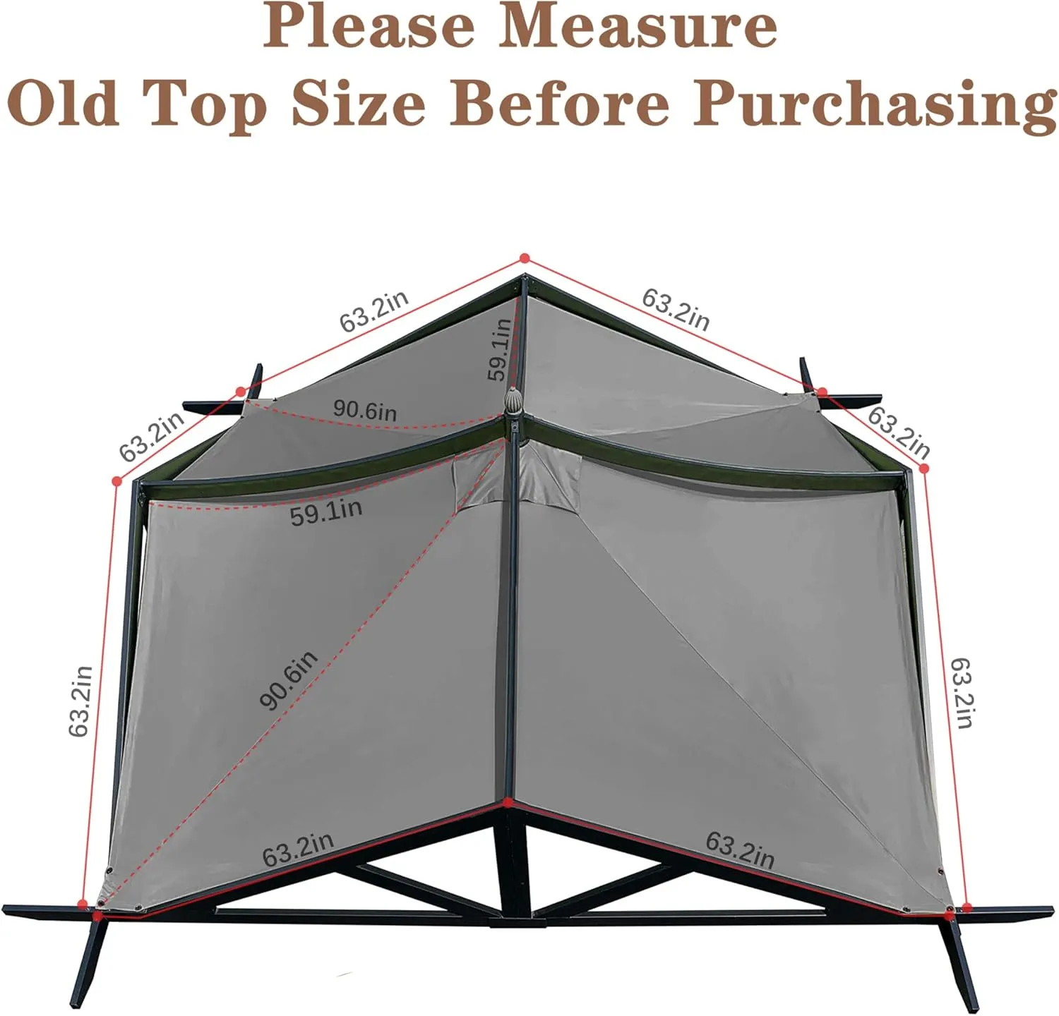 SCOCANOPY Replacement Top Fit for Lowe's Allen Roth 10X10 Ft Gazebo Model #GF-12S039B / GF-9A037X,(Gray)