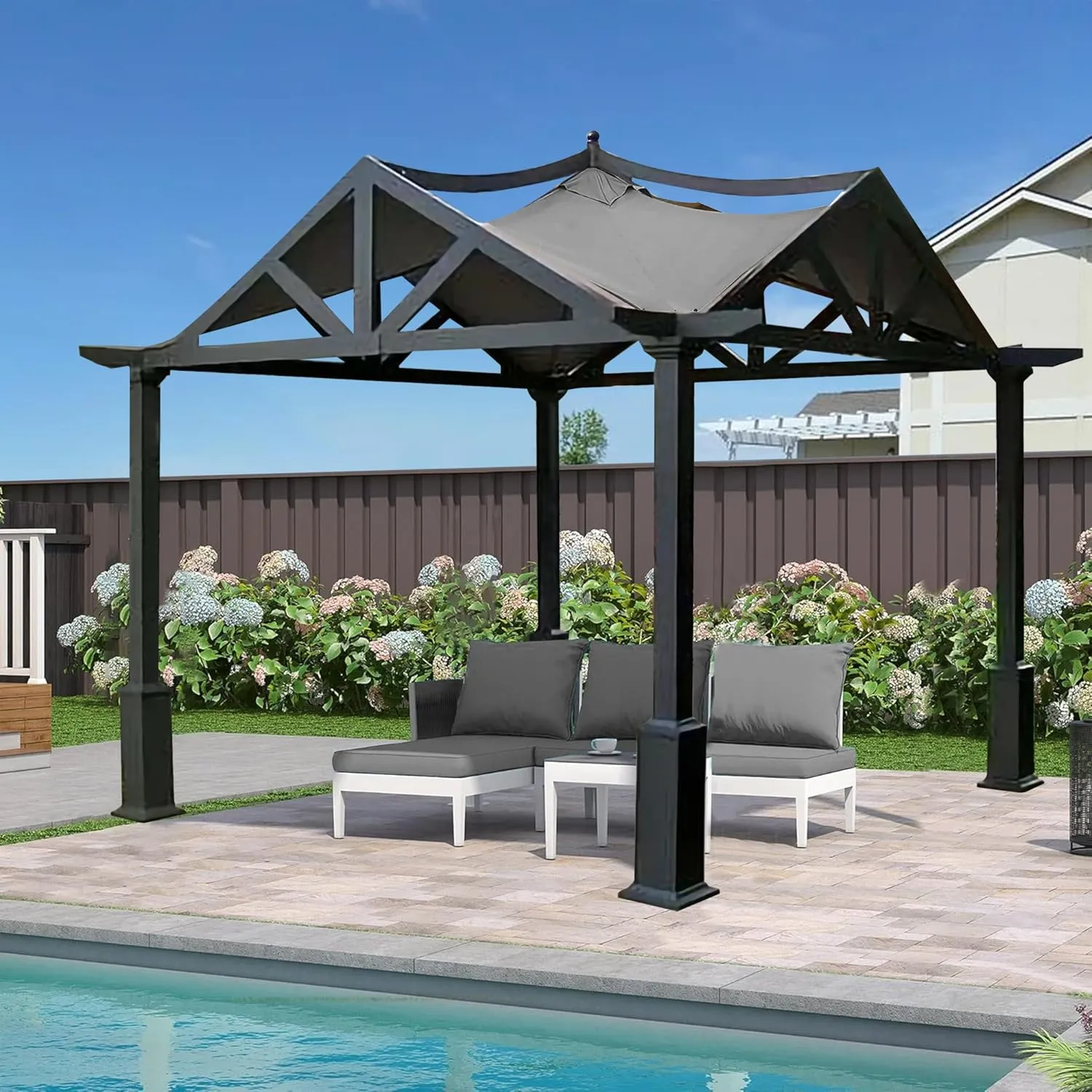 SCOCANOPY Replacement Top Fit for Lowe's Allen Roth 10X10 Ft Gazebo Model #GF-12S039B / GF-9A037X,(Gray)