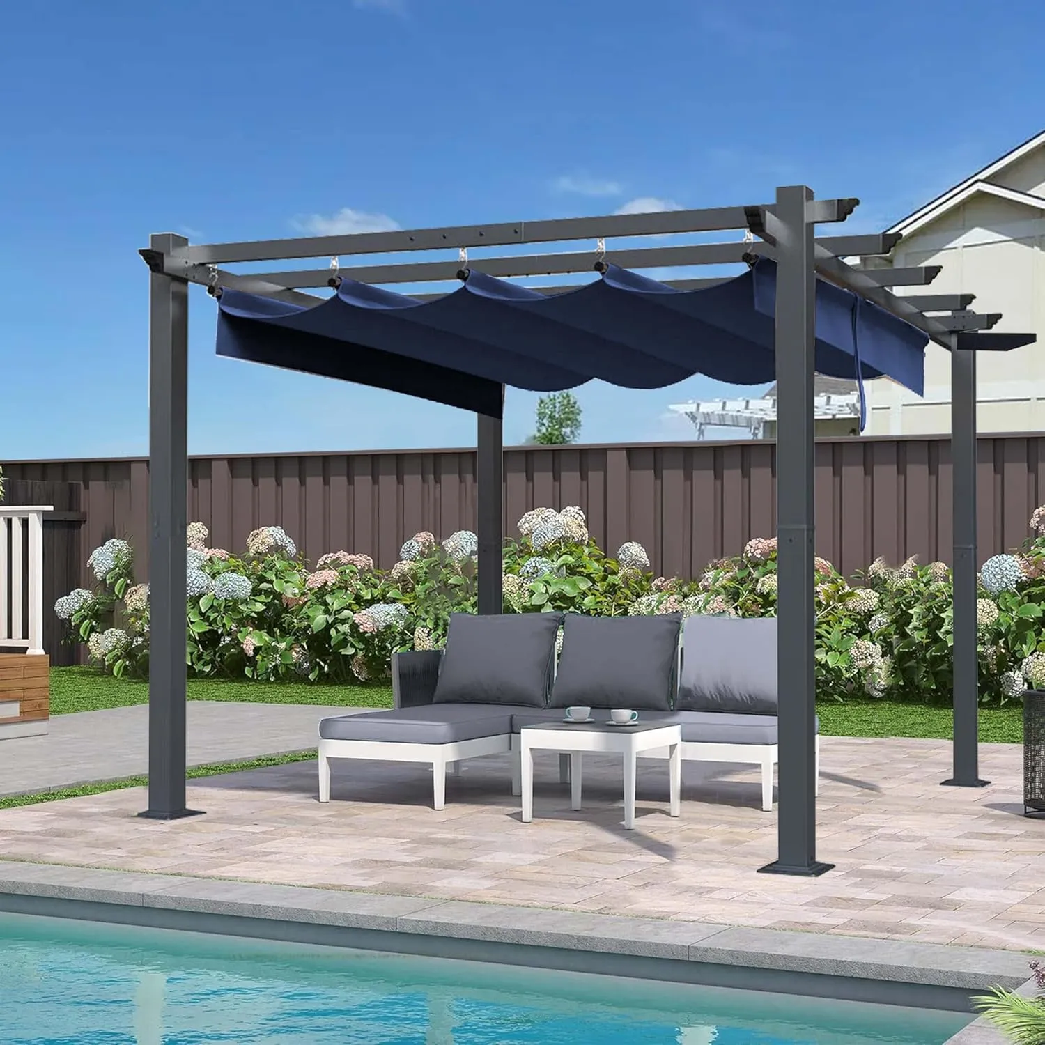 SCOCANOPY Ripstop Replacement Cover Fit for Home Depot Hampton Bay Pergola # GFM00467F,GFM00469A,(Navy Blue)