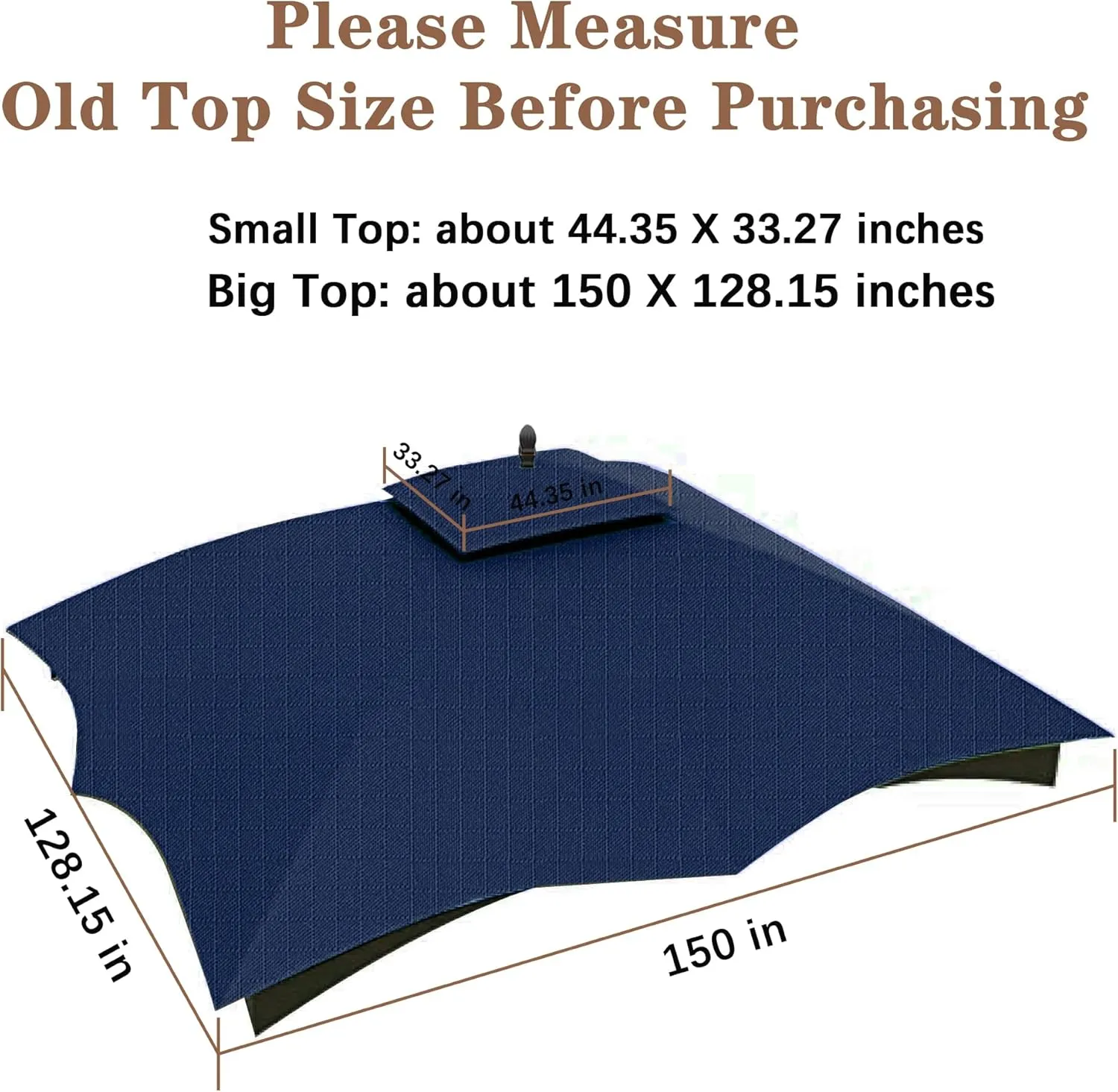 SCOCANOPY Ripstop Replacement Top for Lowe's Allen Roth 10X12 Gazebo Model #GF-12S004B-1/ GF-12S004BTO/TPGAZ17-002C，(Navy Blue)