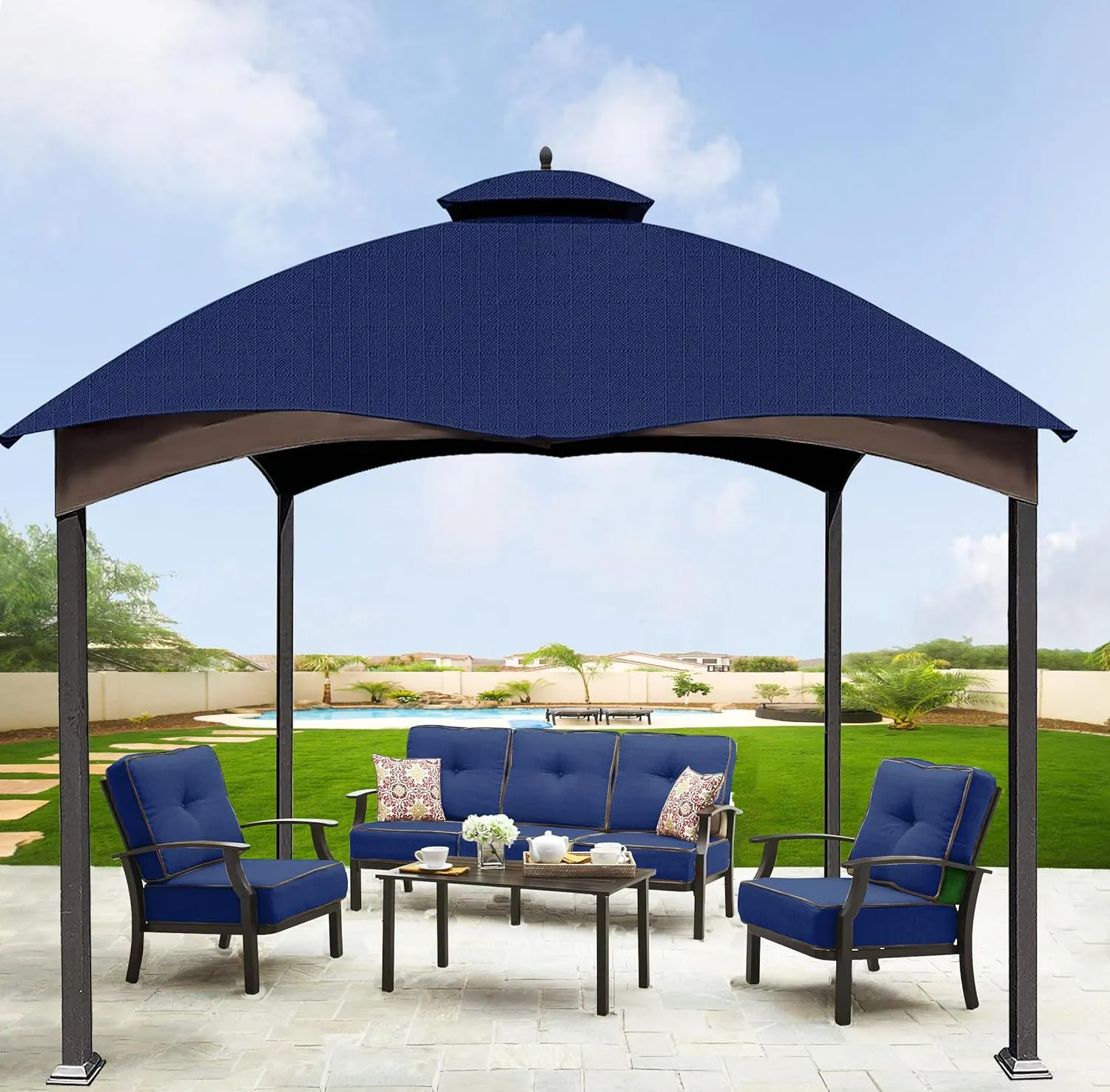 SCOCANOPY Ripstop Replacement Top for Lowe's Allen Roth 10X12 Gazebo Model #GF-12S004B-1/ GF-12S004BTO/TPGAZ17-002C，(Navy Blue)
