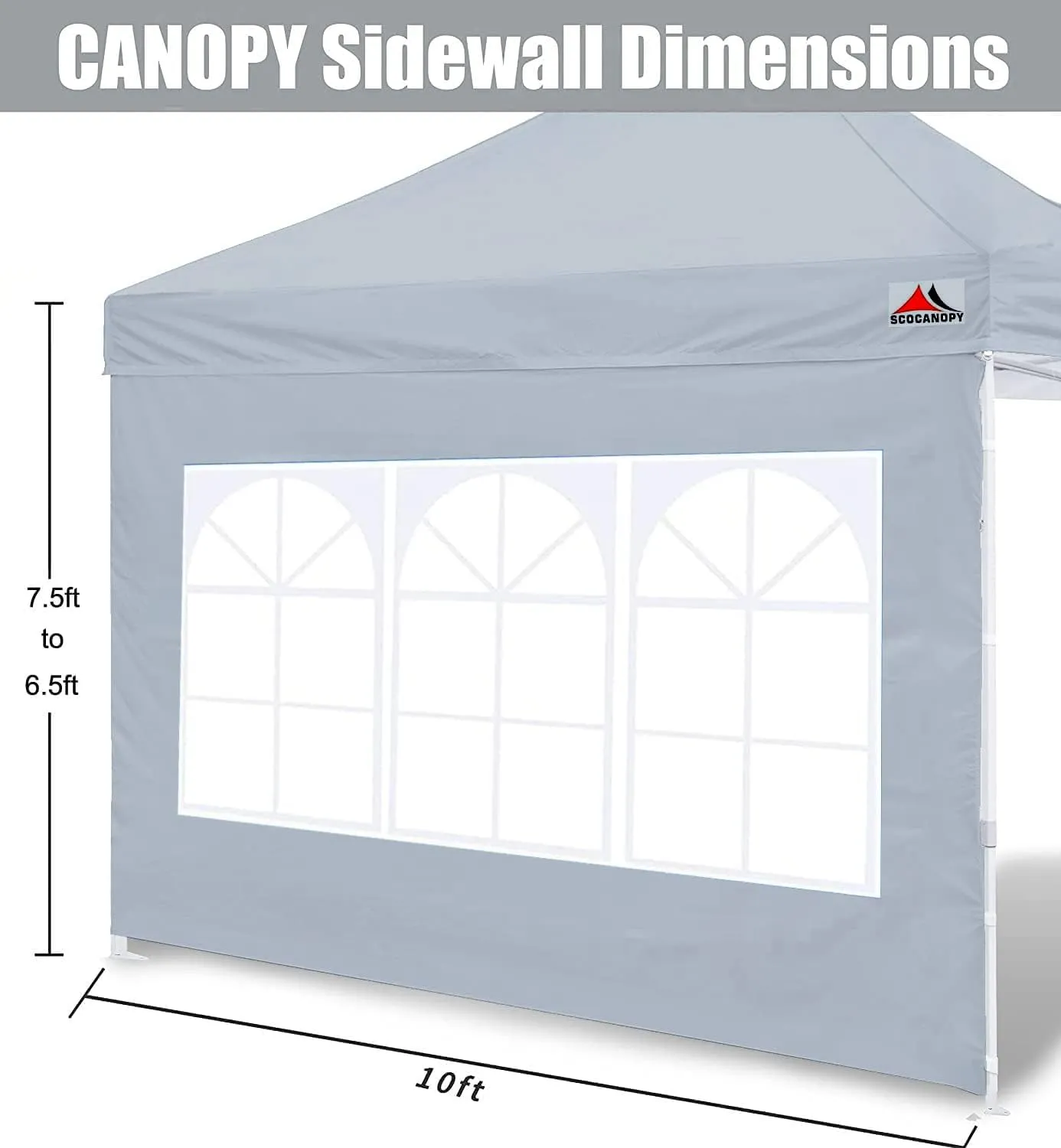 SCOCANOPY Sidewall for 10x10 Canopy Frame, 2 Pieces Sunwalls Only, Grey