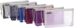 Sea Team 6pcs Multicolored Portable Travel Toiletry Pouch Nylon Mesh Cosmetic Makeup Organizer Bag with Zipper, 7.9 x 1 x 4.5 Inches, Colorful