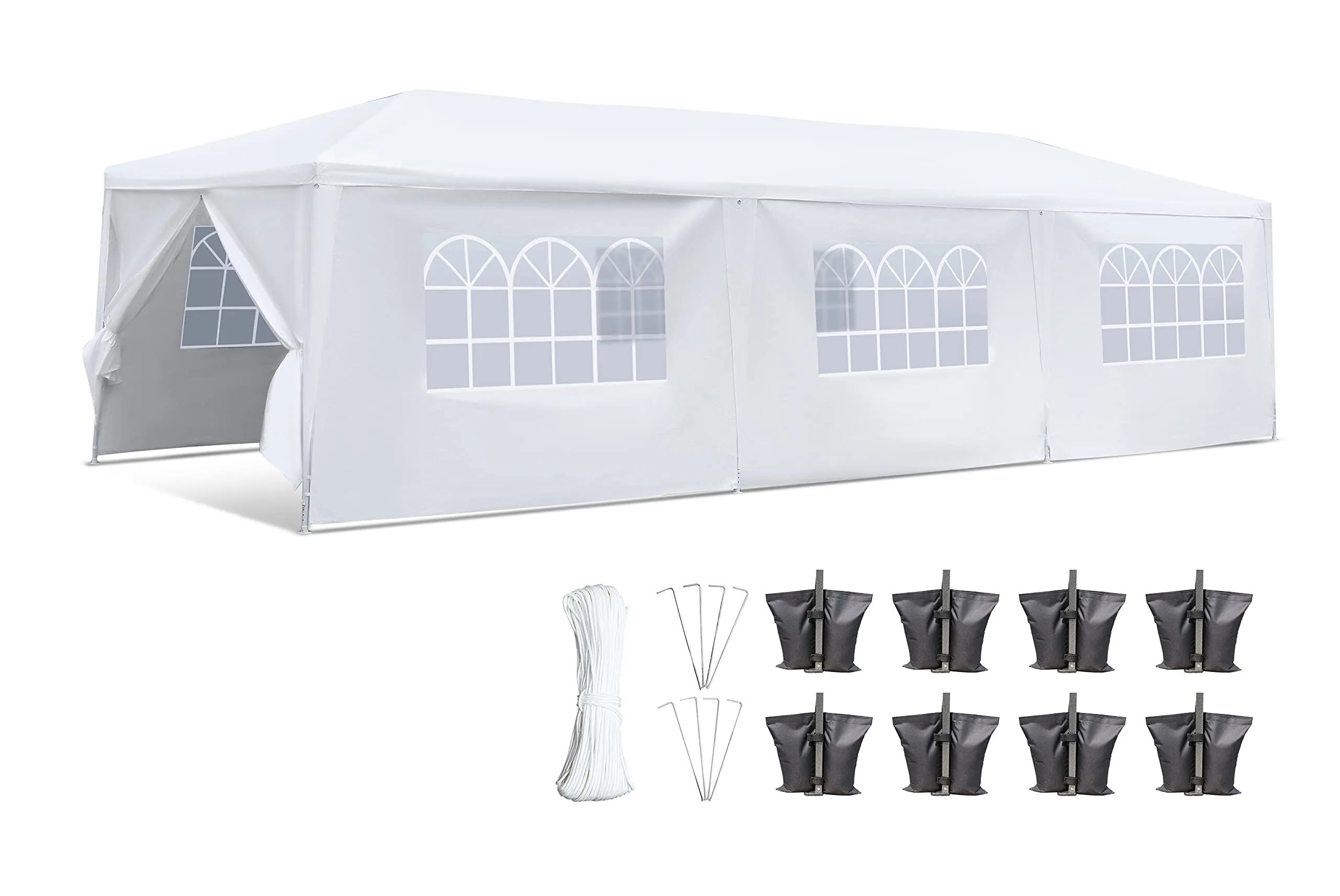 SereneLife SLTET30 Party Commercial Instant Shelter with 4 walls-Waterproof Tent with 8 Sand Bags, One size, White