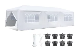 SereneLife SLTET30 Party Commercial Instant Shelter with 4 walls-Waterproof Tent with 8 Sand Bags, One size, White