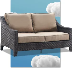 Serta Tahoe Brown Resin Wicker Outdoor Patio Furniture Collection, Porch or Pool, Garden, All-Weather with Thick Seat Cushion, Loveseat