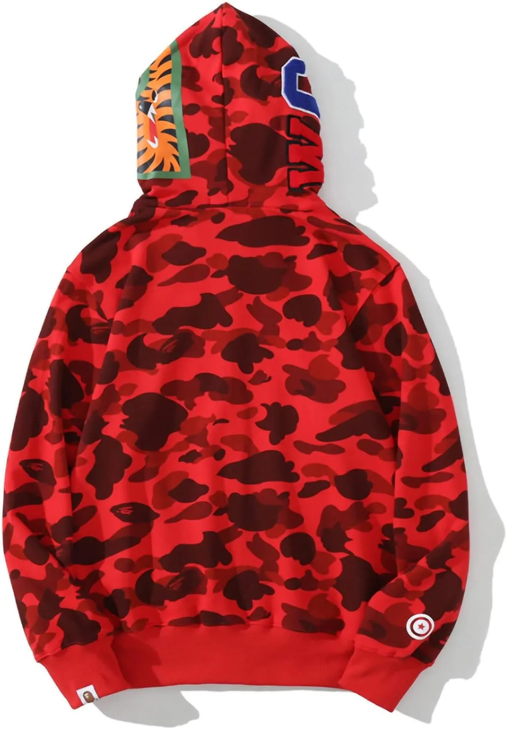 Shark Full Zip Up Hoodie, Camo Sweatshirt For Men Women, Hip Hop Cotton Zipper Hooded For Youth Teenagers