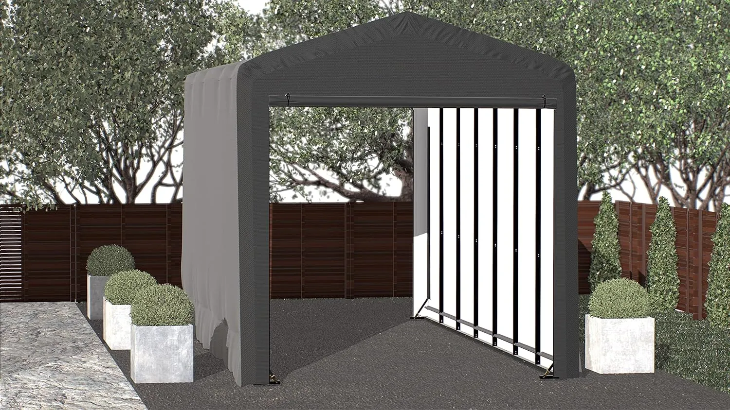 ShelterLogic ShelterTube Garage & Storage Shelter, 14' x 32' x 16' Heavy-Duty Steel Frame Wind and Snow-Load Rated Enclosure, Gray