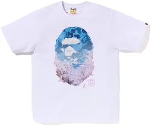 Shirt Hip Hop Sakura Print Short Sleeve Shark Ape T-Shirt Round Neck Cartoon Cotton Top Men's and Women's Youth