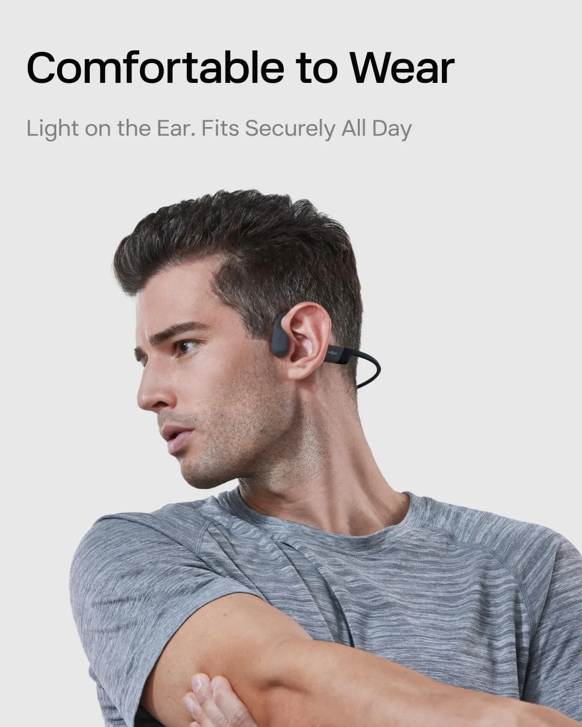SHOKZ OpenRun Mini with USB-C Charging - Open-Ear Bluetooth Bone Conduction Sport Headphones - Sweat Resistant Wireless Earphones for Workouts and Running - Built-in Mic, with Hair Band - Black
