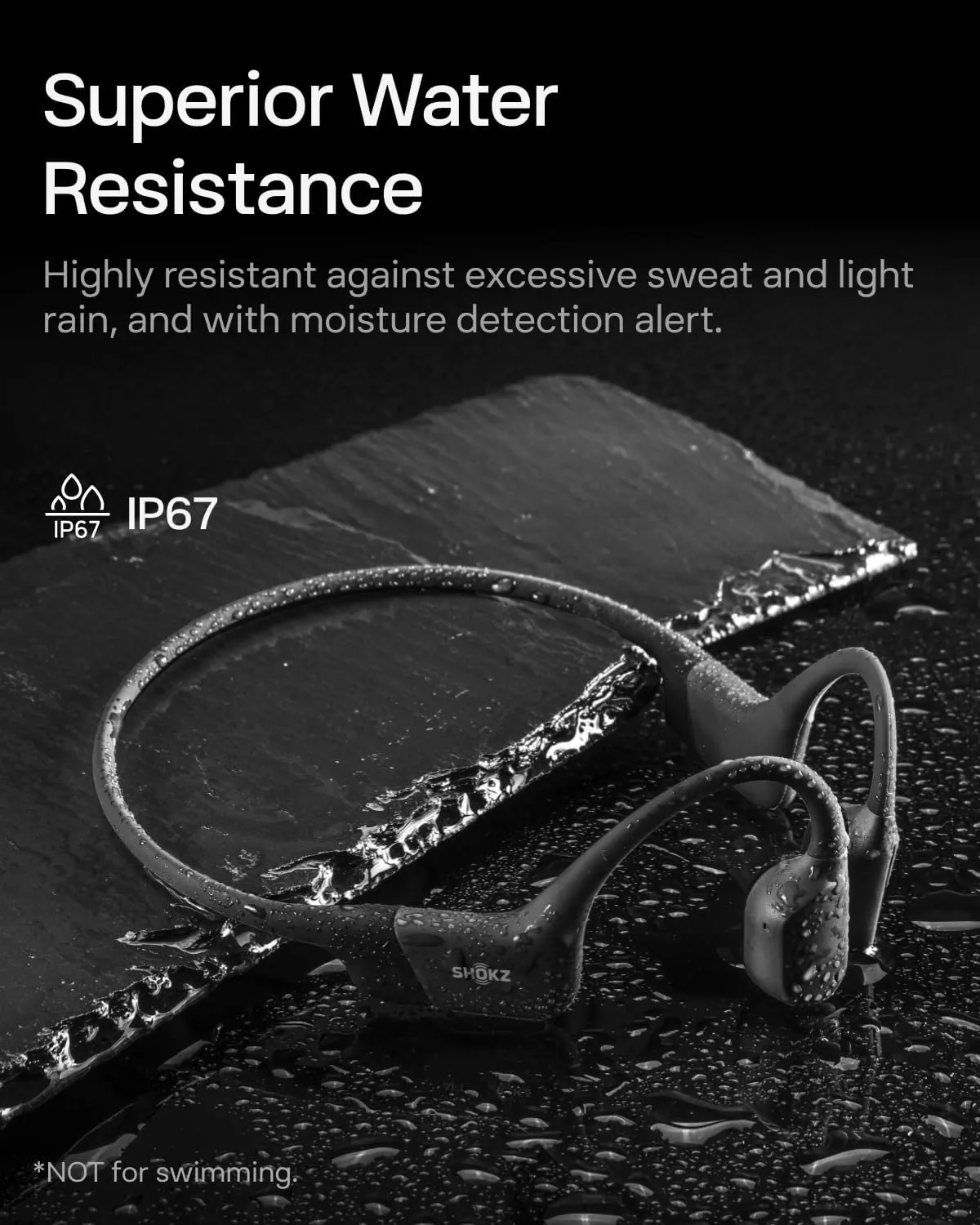 SHOKZ OpenRun Mini with USB-C Charging - Open-Ear Bluetooth Bone Conduction Sport Headphones - Sweat Resistant Wireless Earphones for Workouts and Running - Built-in Mic, with Hair Band - Black