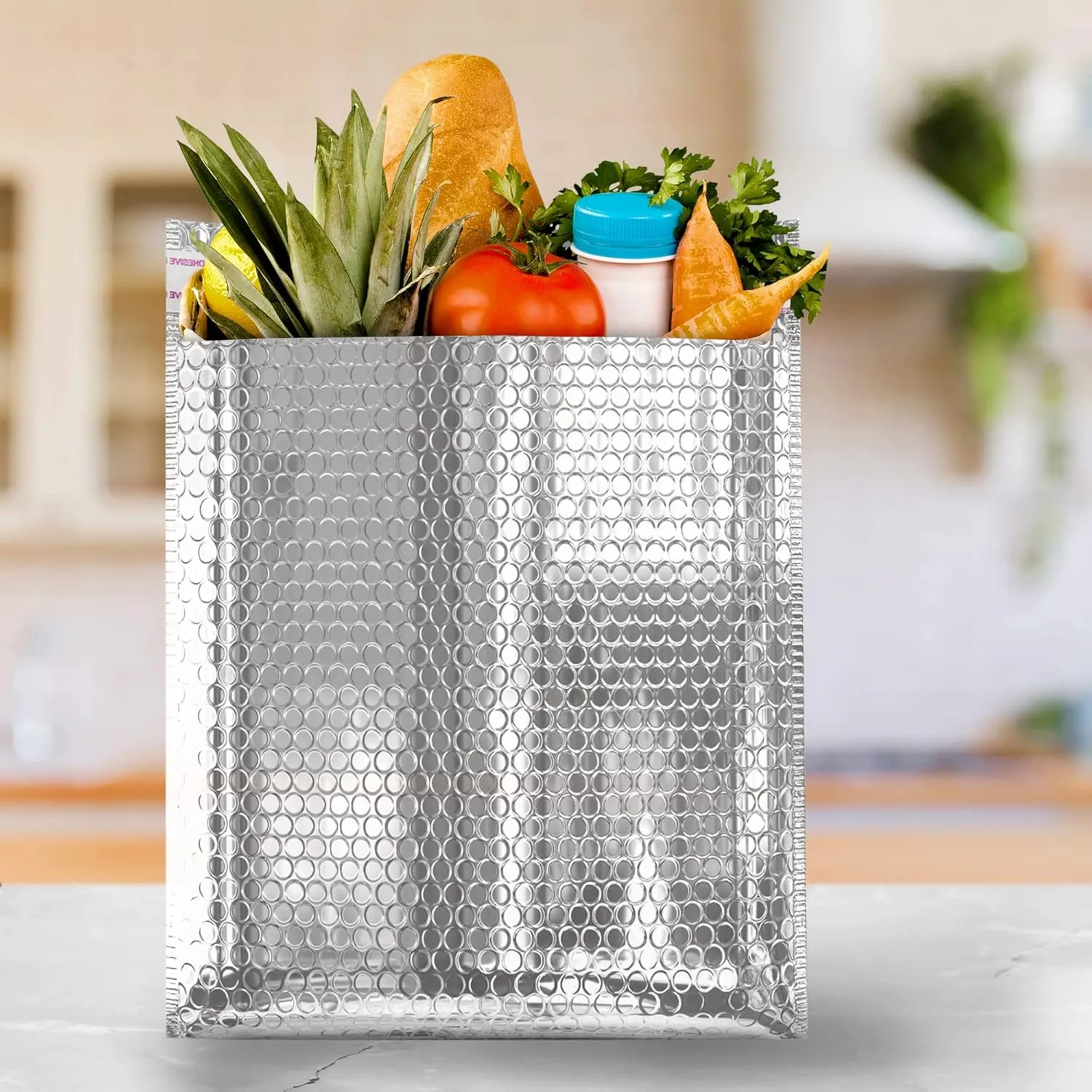 Silver Thermal Bubble Mailer, 8 x 11 Inches. 25 Pack Insulated Mailers for Cold Shipping. Self-Seal Metallic Bubble Envelope. Waterproof Insulated Shipping Envelopes for Food, Cosmetics