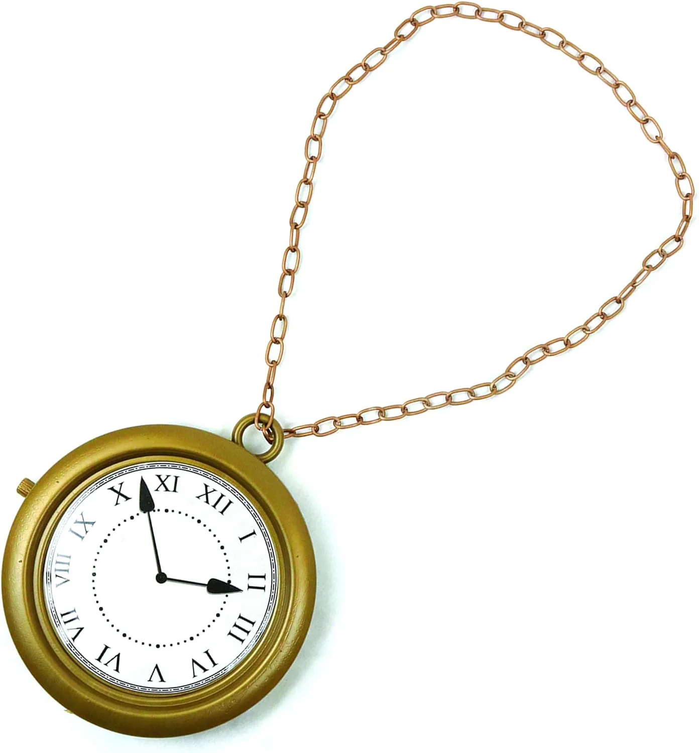 Skeleteen Jumbo Gold Clock Necklace - White Rabbit Clock, Hip Hop Rapper Clock - 1 Piece