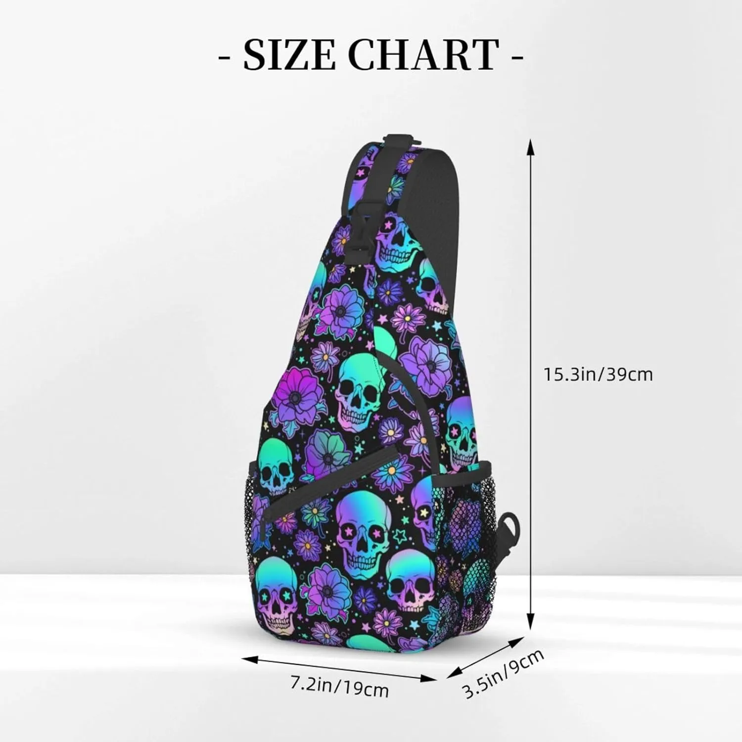 Skull Sling Backpack Chest Bag Crossbody Shoulder Bag Gym Cycling Travel Hiking Daypack For Men Women