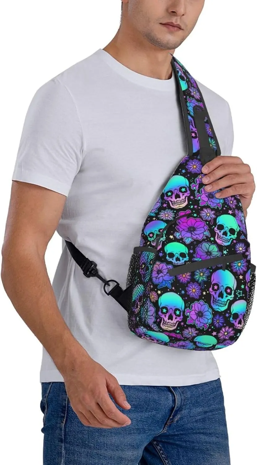 Skull Sling Backpack Chest Bag Crossbody Shoulder Bag Gym Cycling Travel Hiking Daypack For Men Women