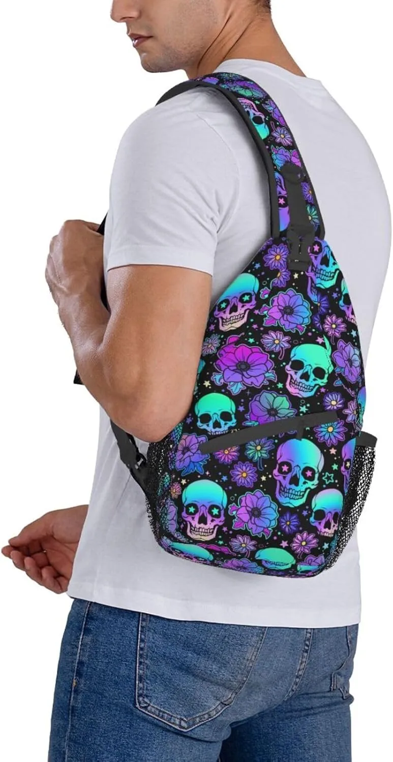 Skull Sling Backpack Chest Bag Crossbody Shoulder Bag Gym Cycling Travel Hiking Daypack For Men Women