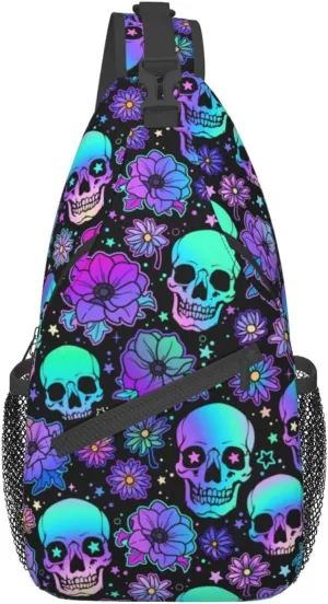 Skull Sling Backpack Chest Bag Crossbody Shoulder Bag Gym Cycling Travel Hiking Daypack For Men Women